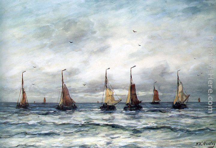 A Fishing Fleet painting - Hendrik Willem Mesdag A Fishing Fleet art painting